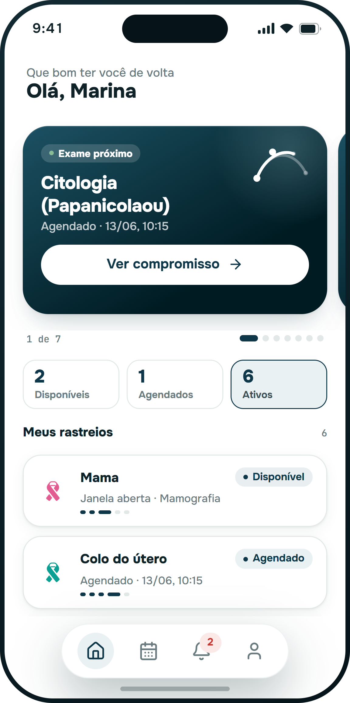 App iary — tela inicial do paciente