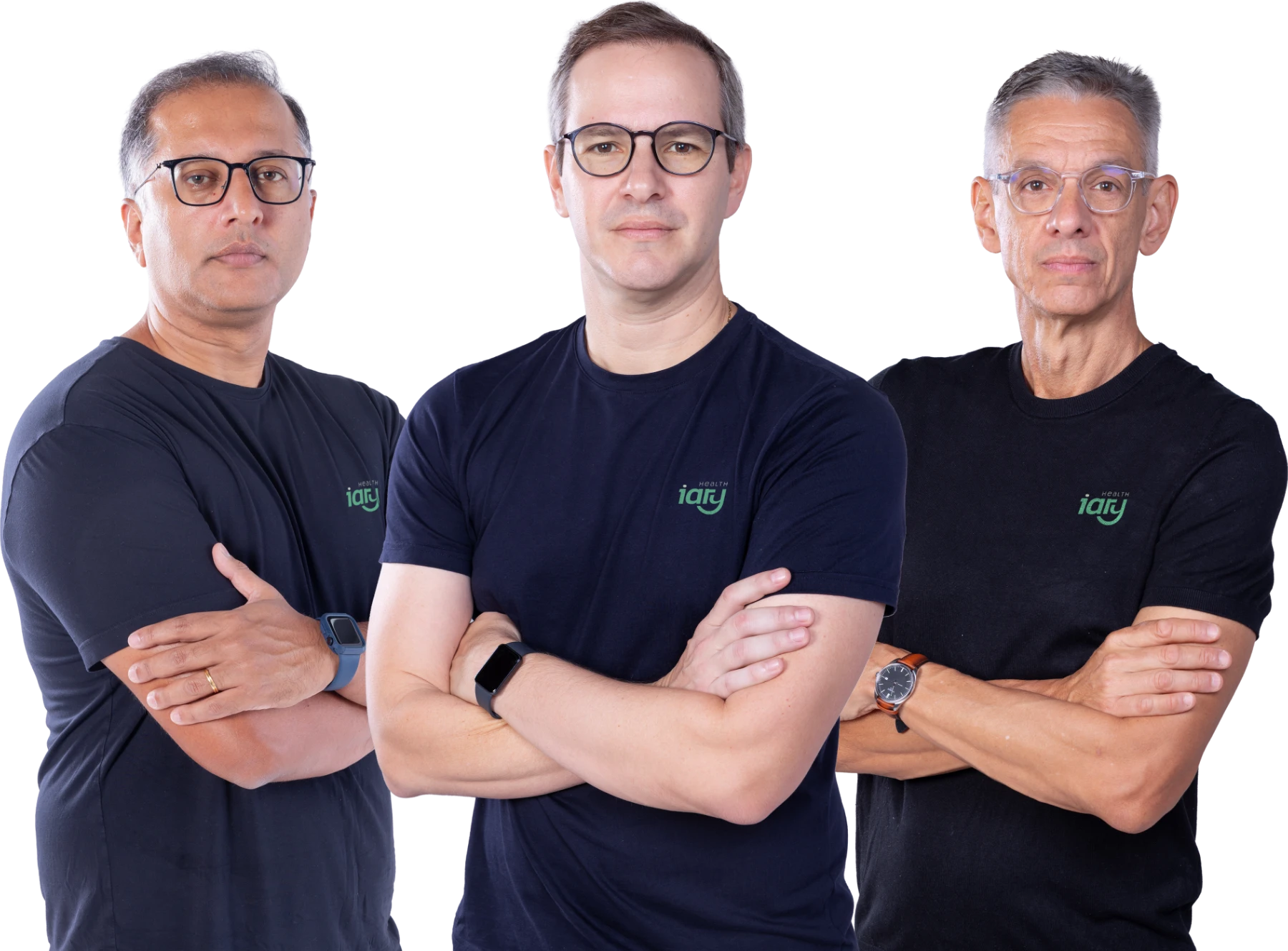 Fundadores da iaryHealth: Rudra Dixit, Dr. Thiago Costa e Eduardo Setton